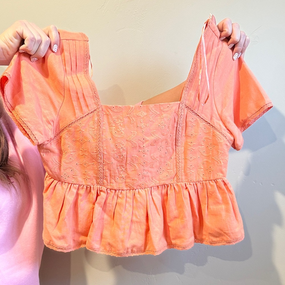 Peach Embroidered Women's Top